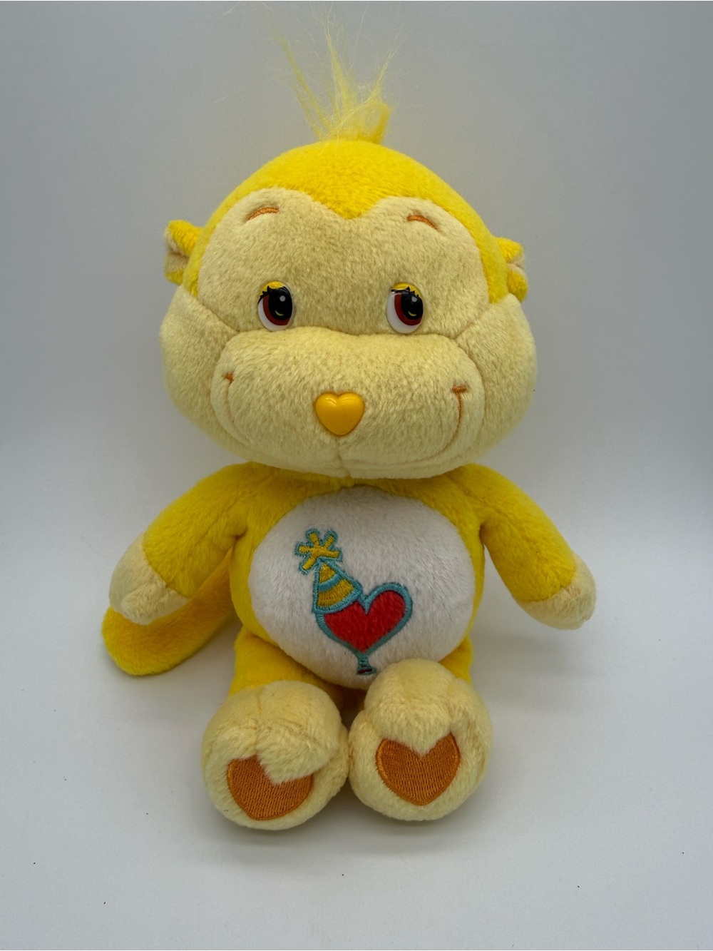 Vintage Care Bear Cousins Playful Heart Monkey Plush 9" 2003 Play Along Yellow